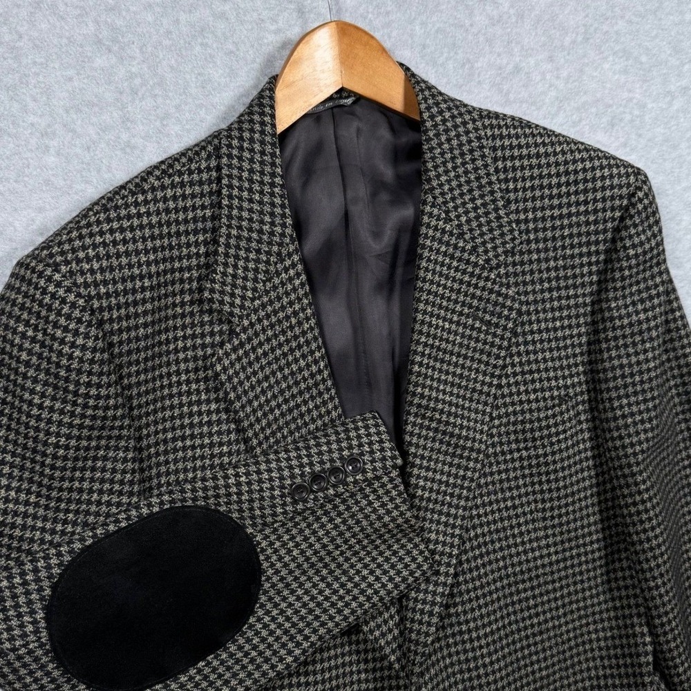 Canali Mens Wool Houndstooth Blazer Elbow Patches 42R US Bloomingdales
